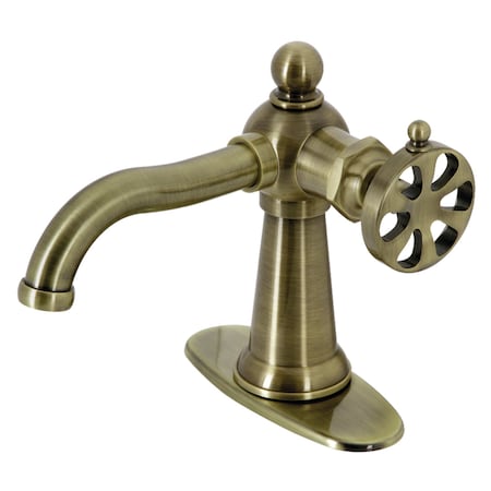 Kingston Brass KSD3543RX Single-Handle Bathroom Faucet with Push Pop-Up, Antique Brass KSD3543RX